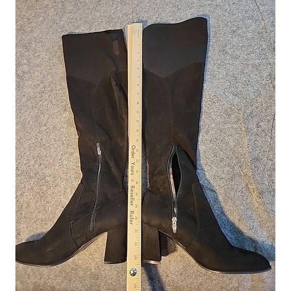 Marc Fisher Shoes Boots Womens‎ 10 Over The Knee Black Stretchy 3" Block Heels - Picture 1 of 6